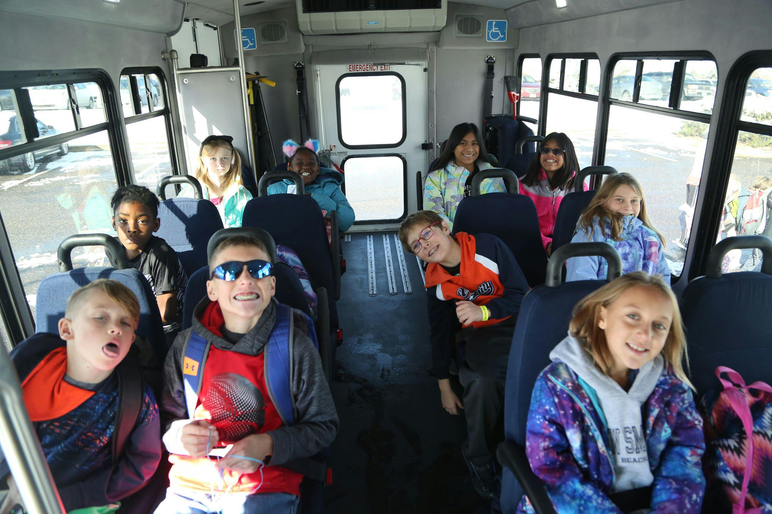 Children sitting on a bus