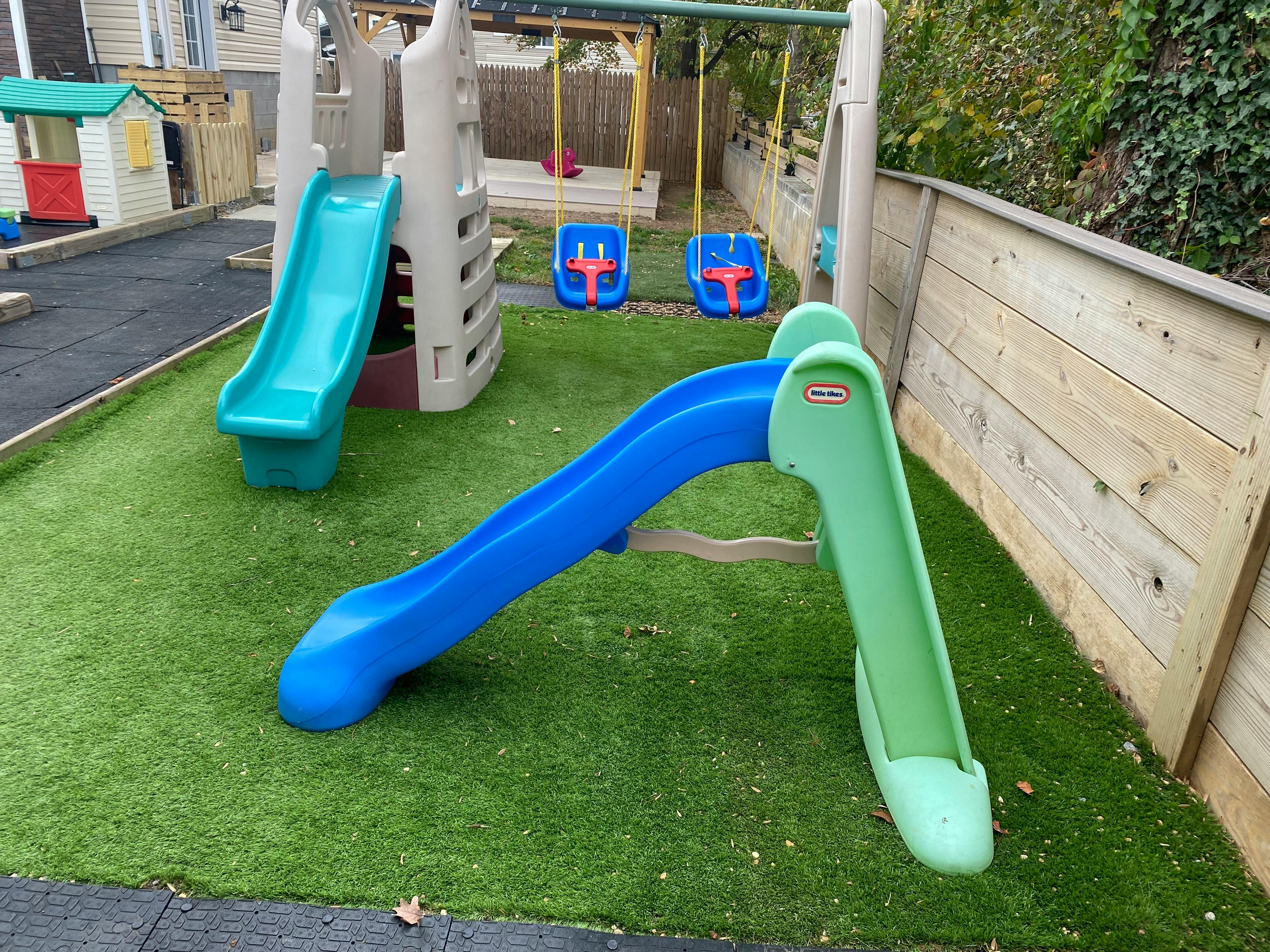 Playground with slides and swings