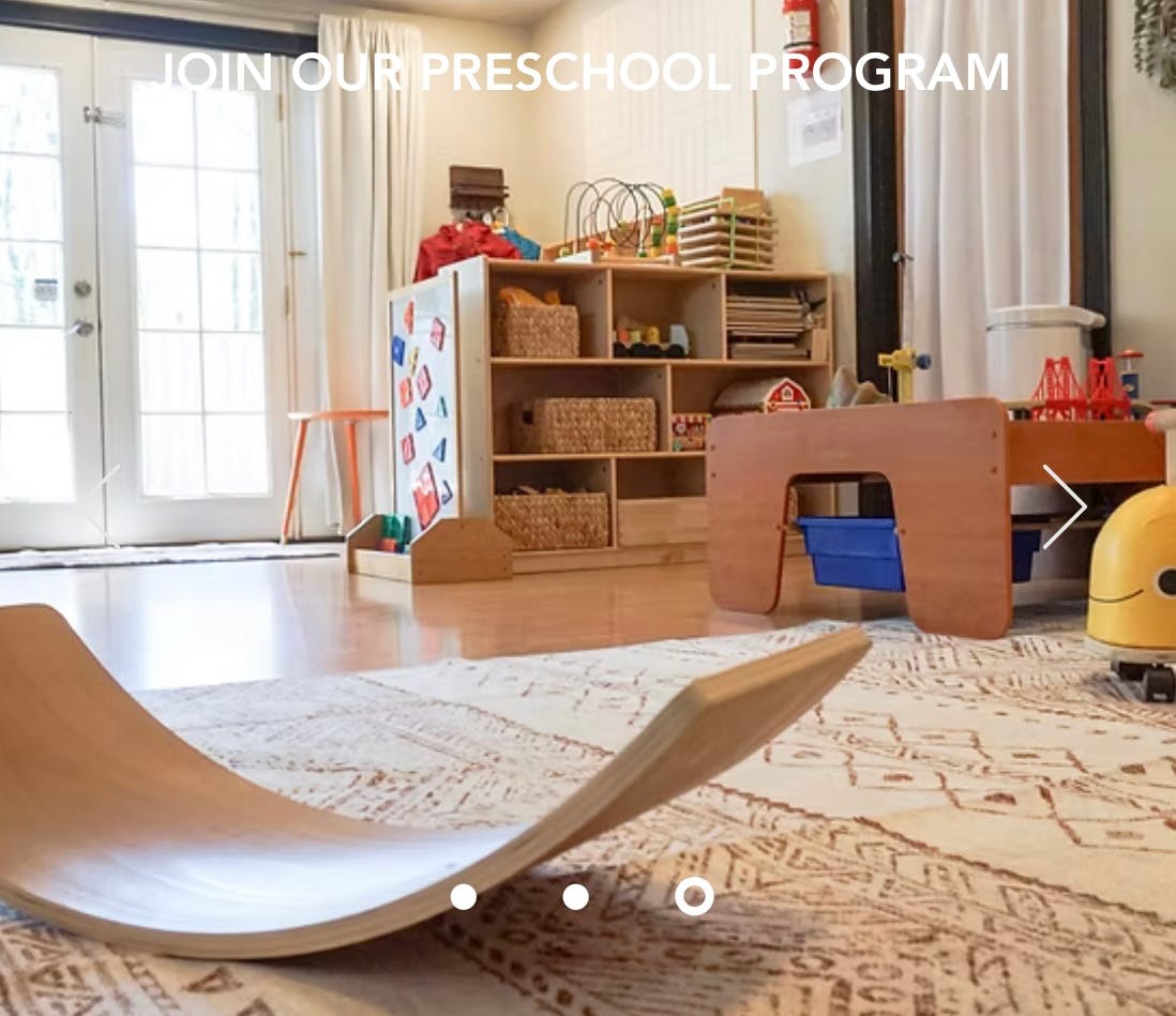 Playroom with wooden toys and furniture