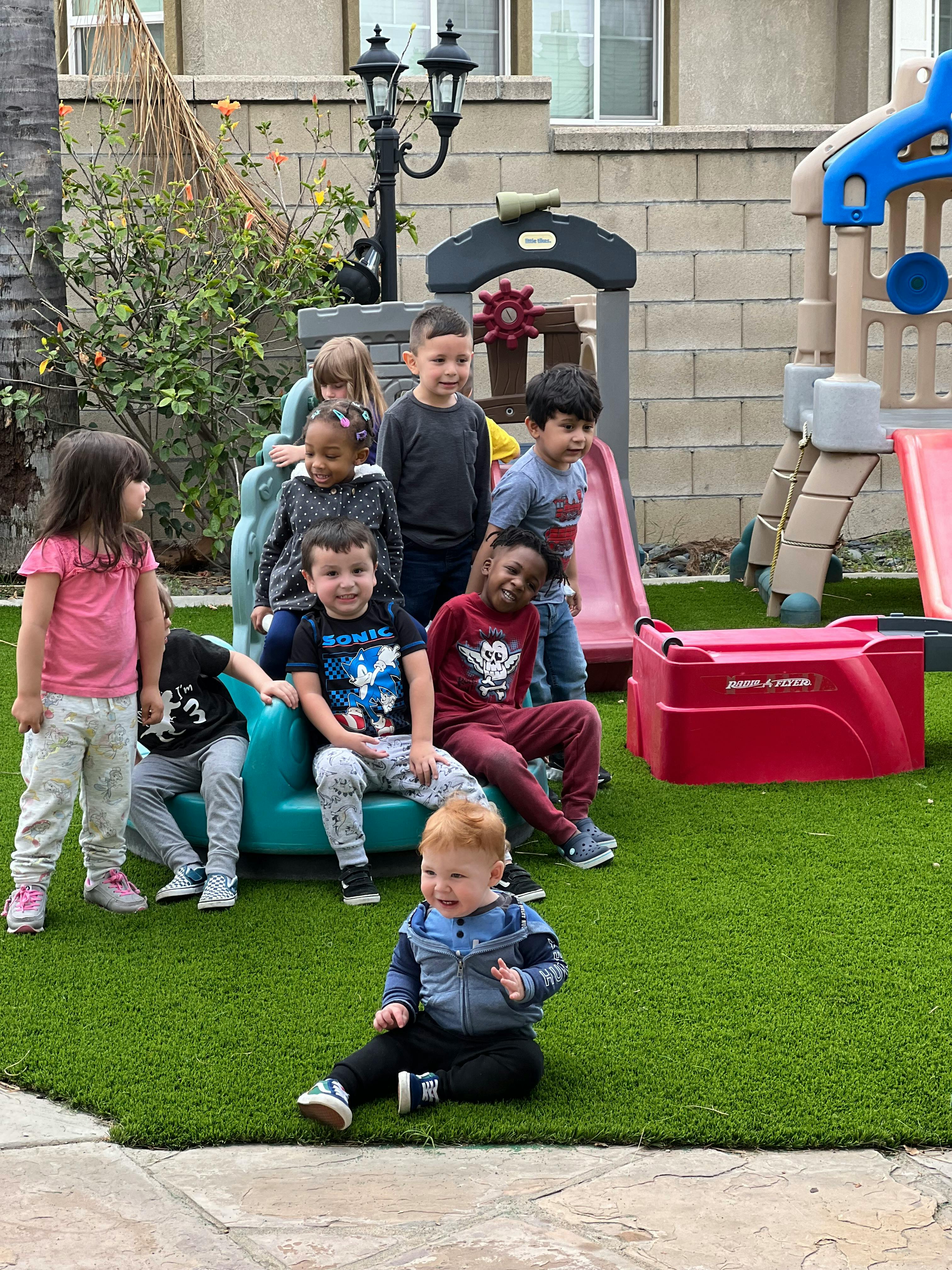 Group of children and teens on a playground