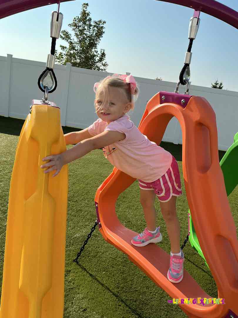 Child on a playground swing