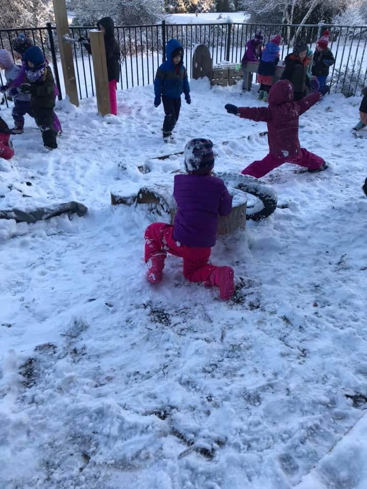 Children playing in the snow