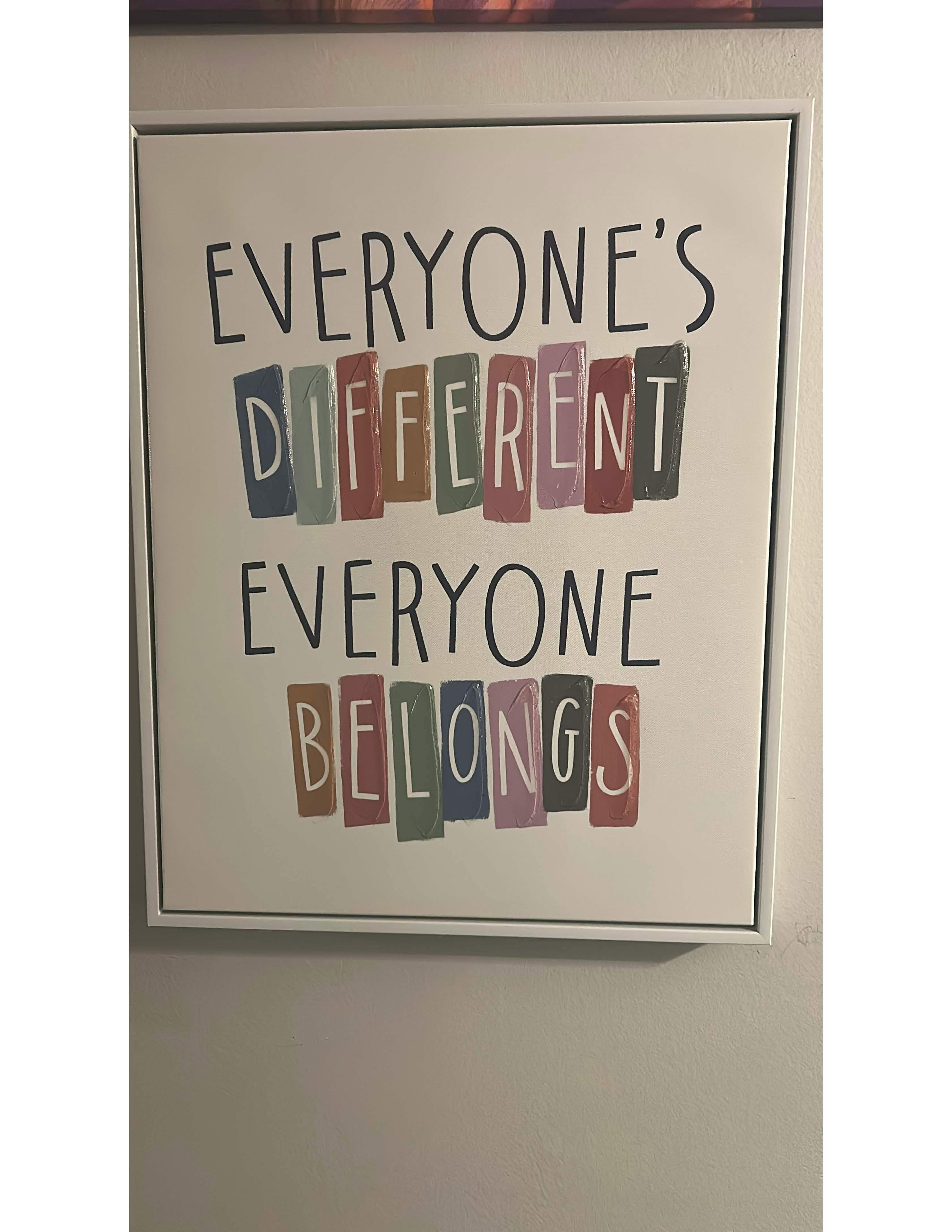 Sign with text "Everyone's Different Everyone Belongs"