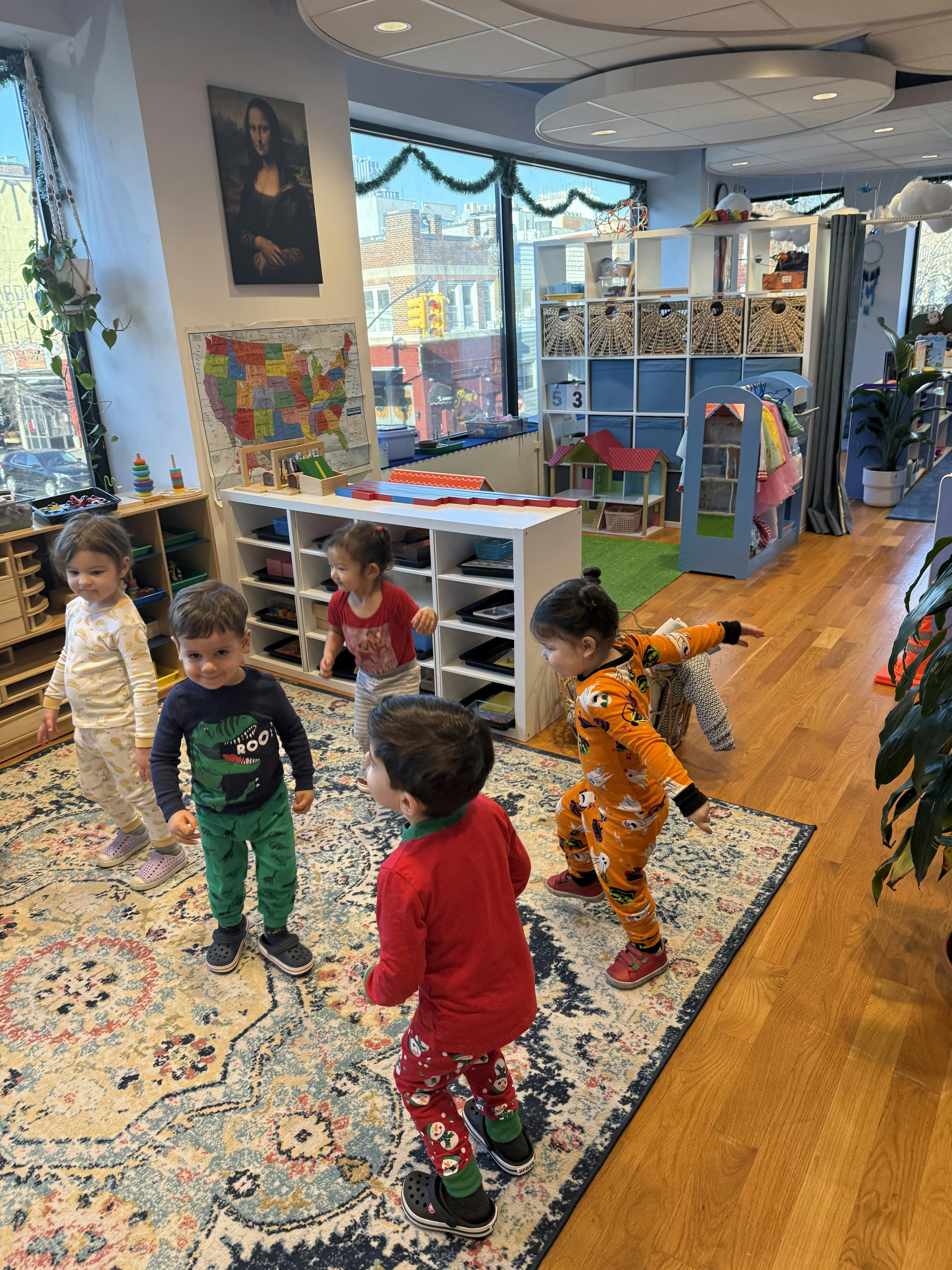 Children playing in a classroom