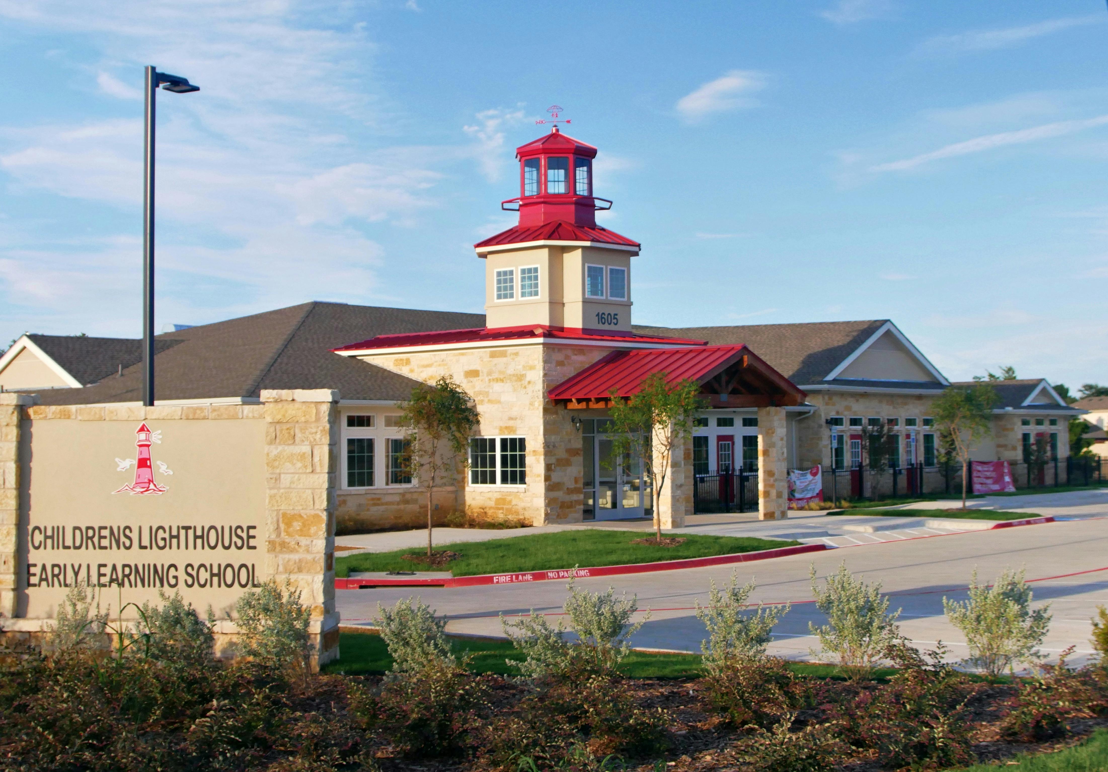 Childrens Lighthouse Early Learning School building with a red-roofed tower