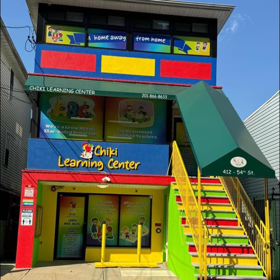 Chiki Learning Center building with colorful facade and stairs