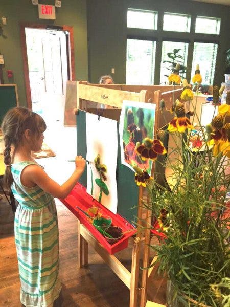 Child painting at an easel