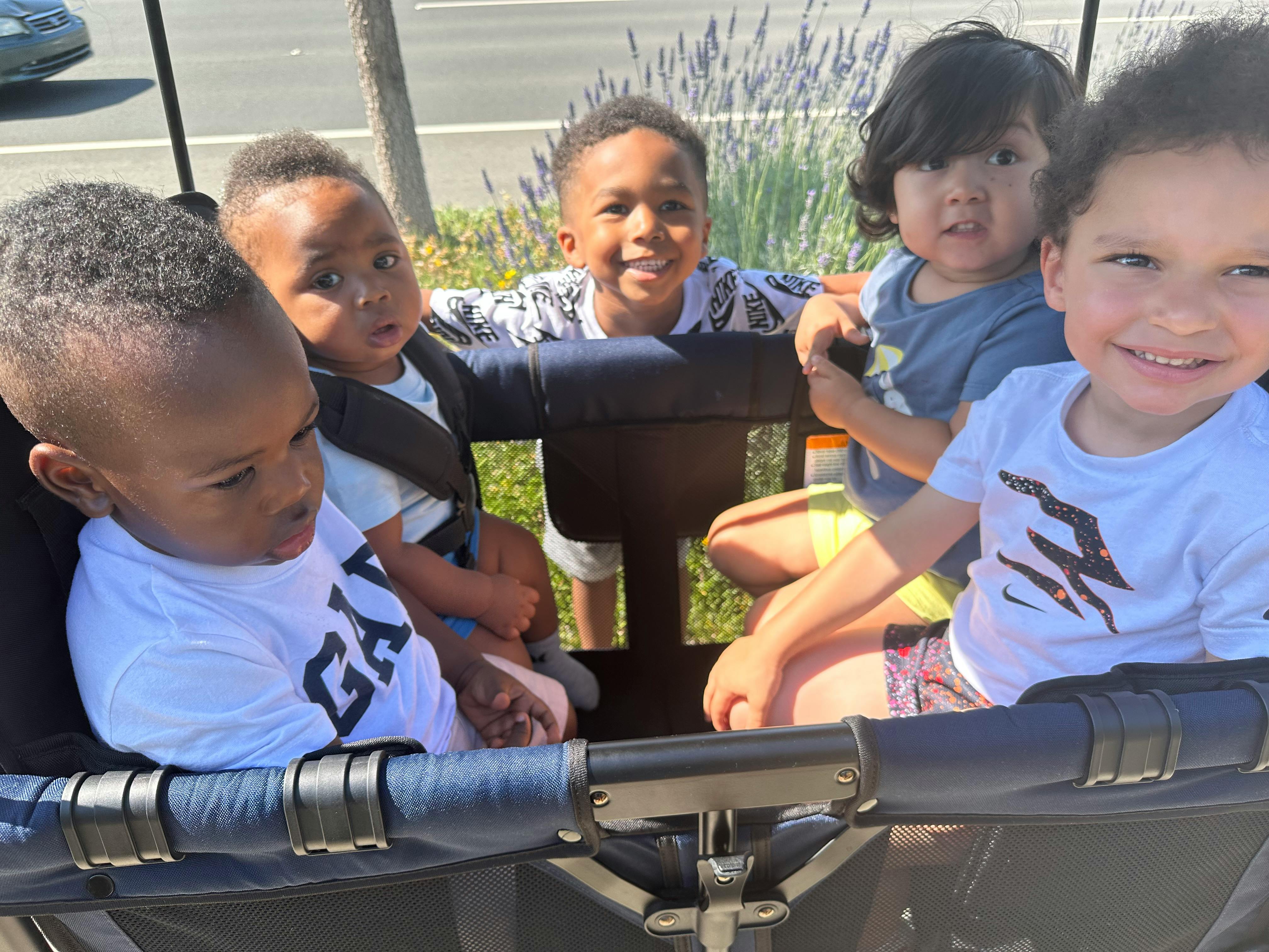 Five children in a wagon