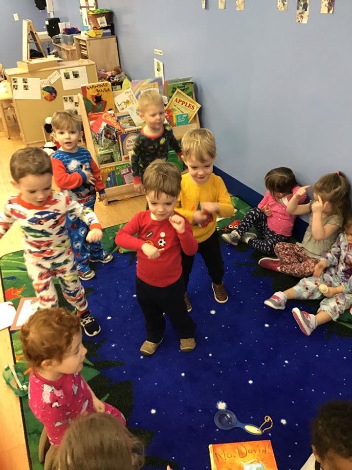 Children playing in a classroom