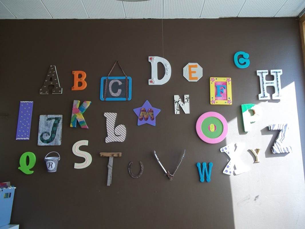 Alphabet letters on a wall