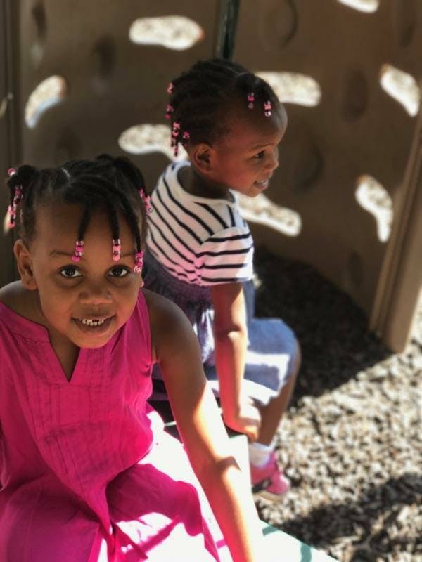 Two children on a playground
