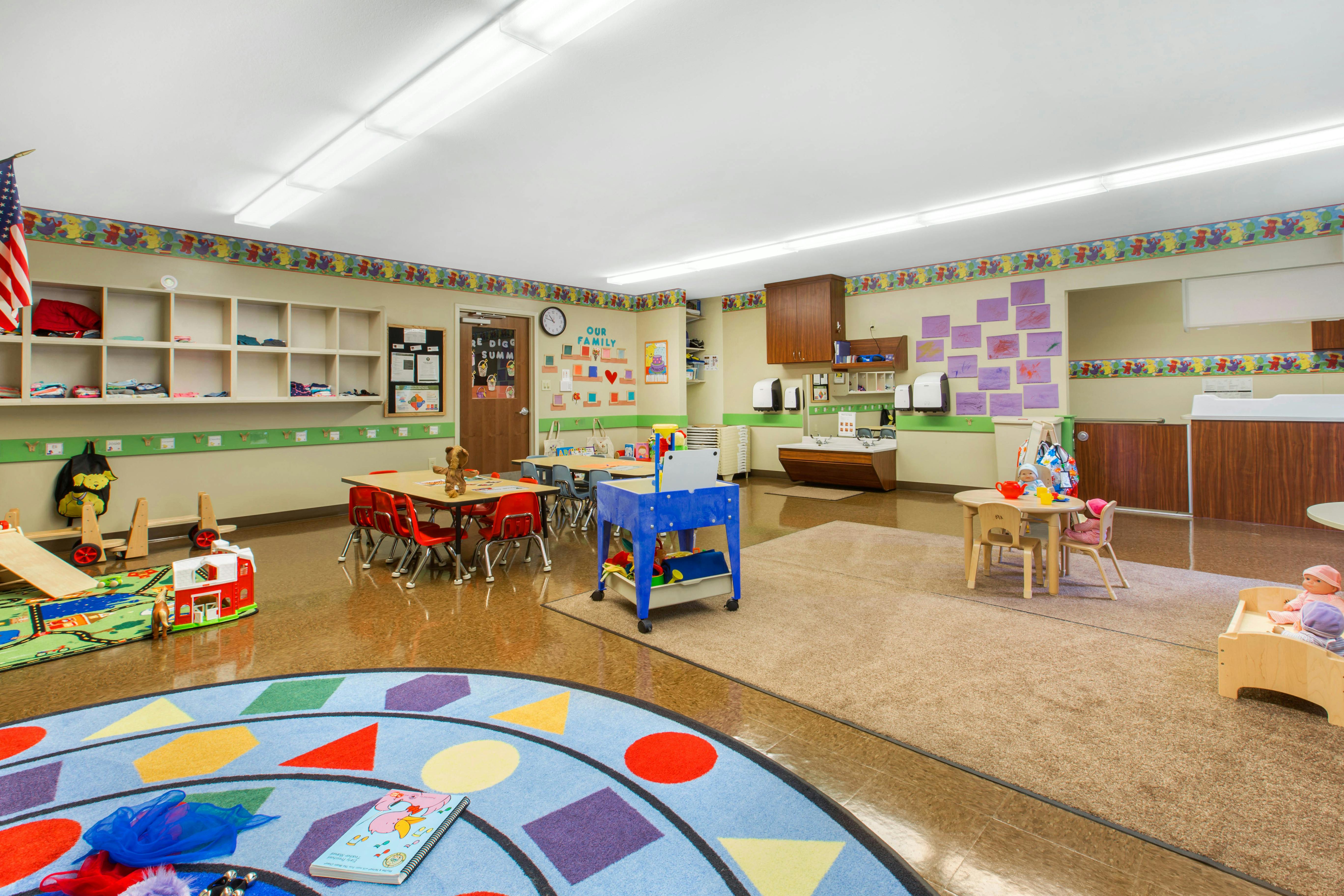 An empty early childhood education classroom