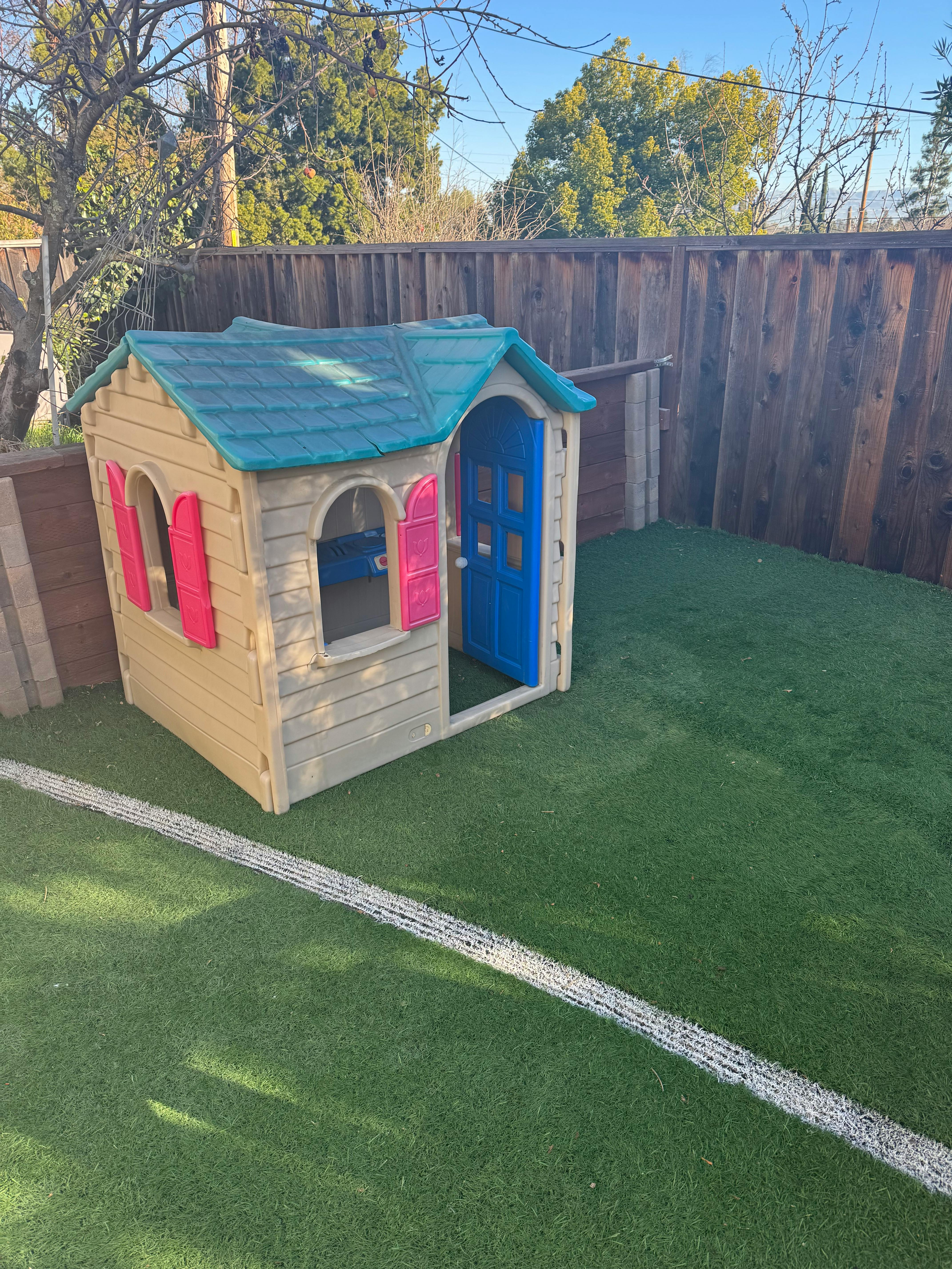 Playhouse on artificial turf