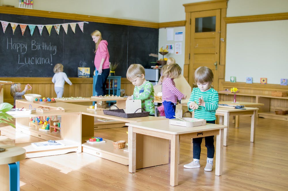 Children playing in a classroom