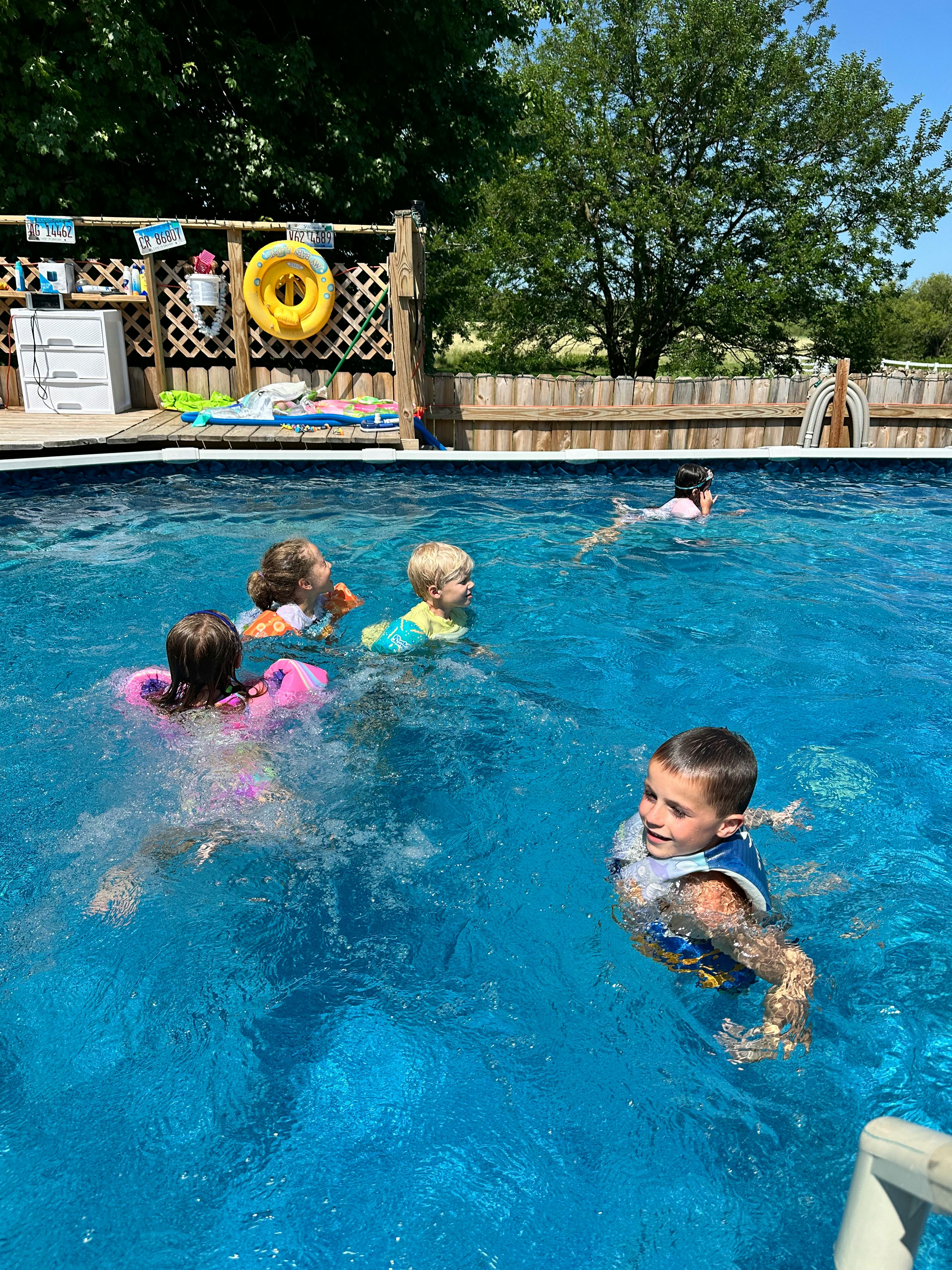 Children swimming in a pool