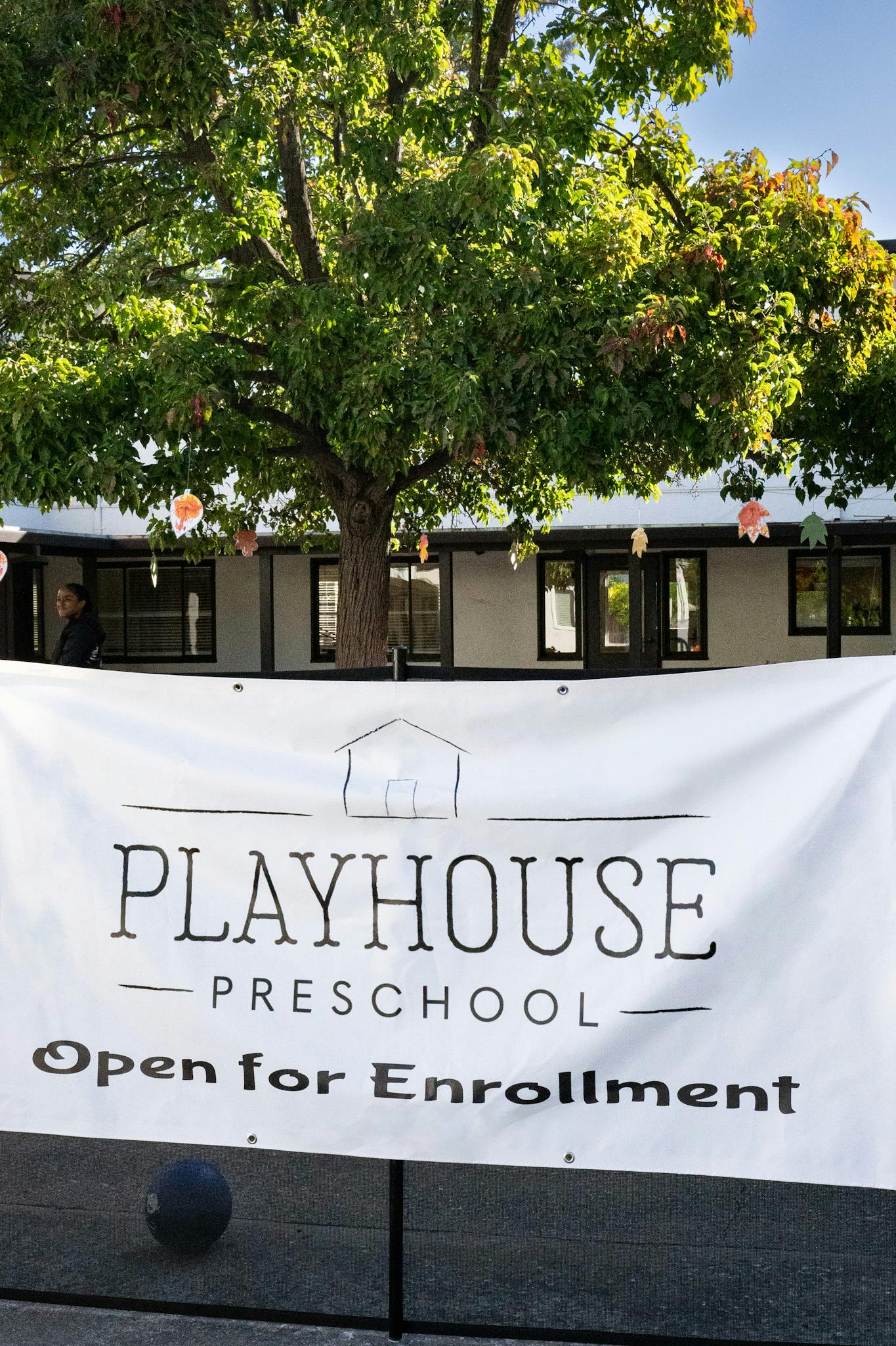 Playhouse Preschool banner with "Open for Enrollment" text