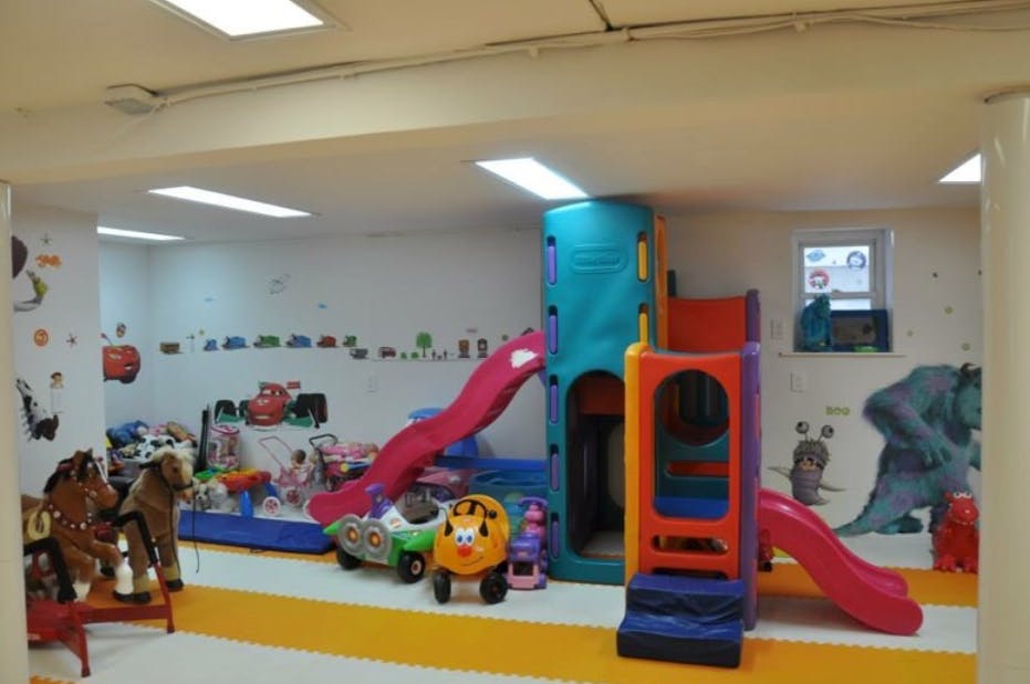 Indoor playground with slides and toys