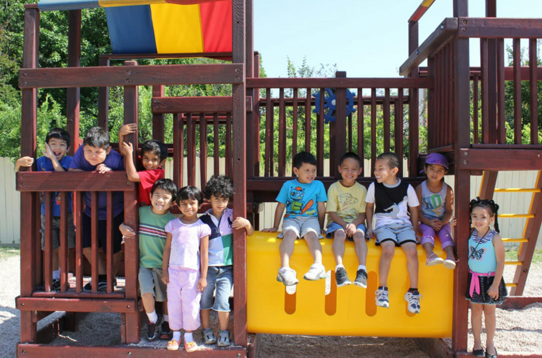 Group of children on a playground structure