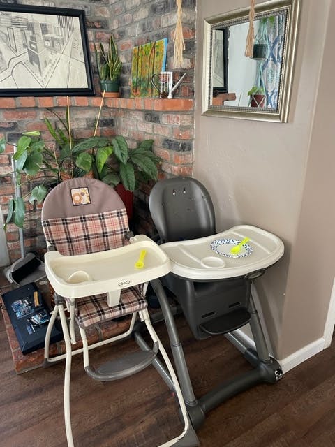 Two high chairs with trays