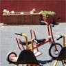Red and yellow tricycles