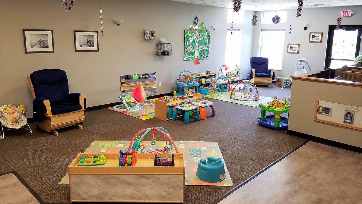 Playroom with various toys and furniture