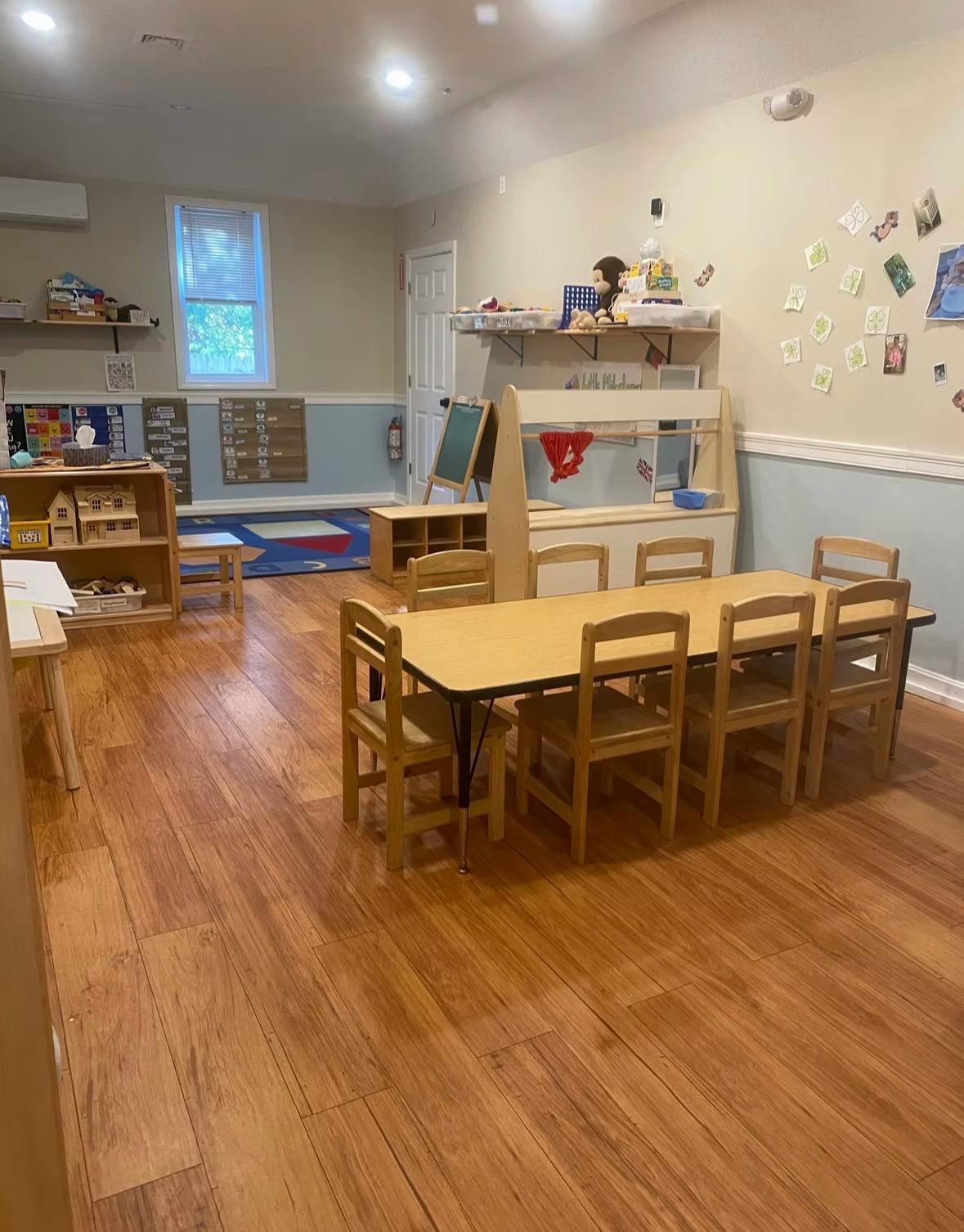 Children's classroom with small tables and chairs