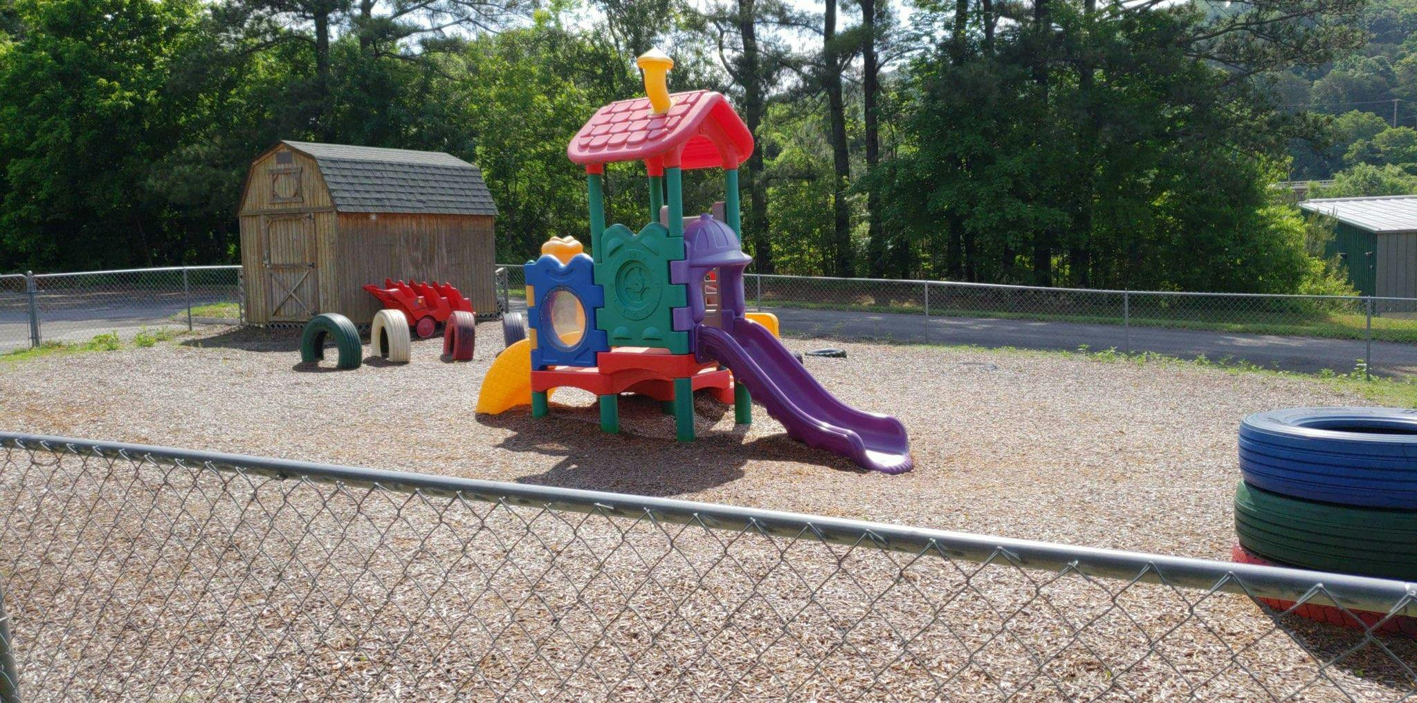 Playground with colorful slide and play structure