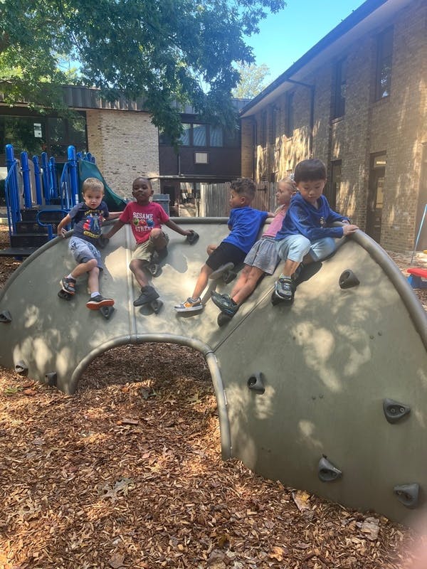 Children on a climbing dome at a playground