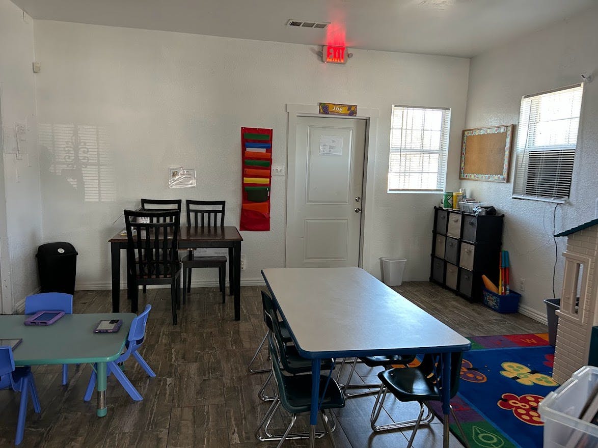 Classroom with tables and chairs