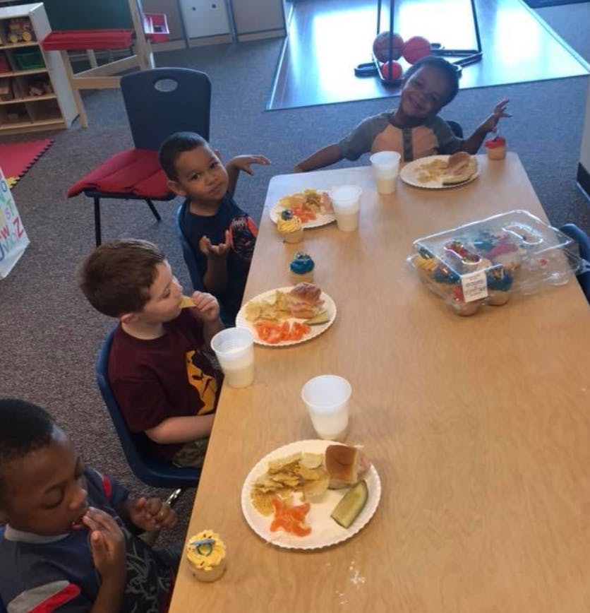 Children eating at a table