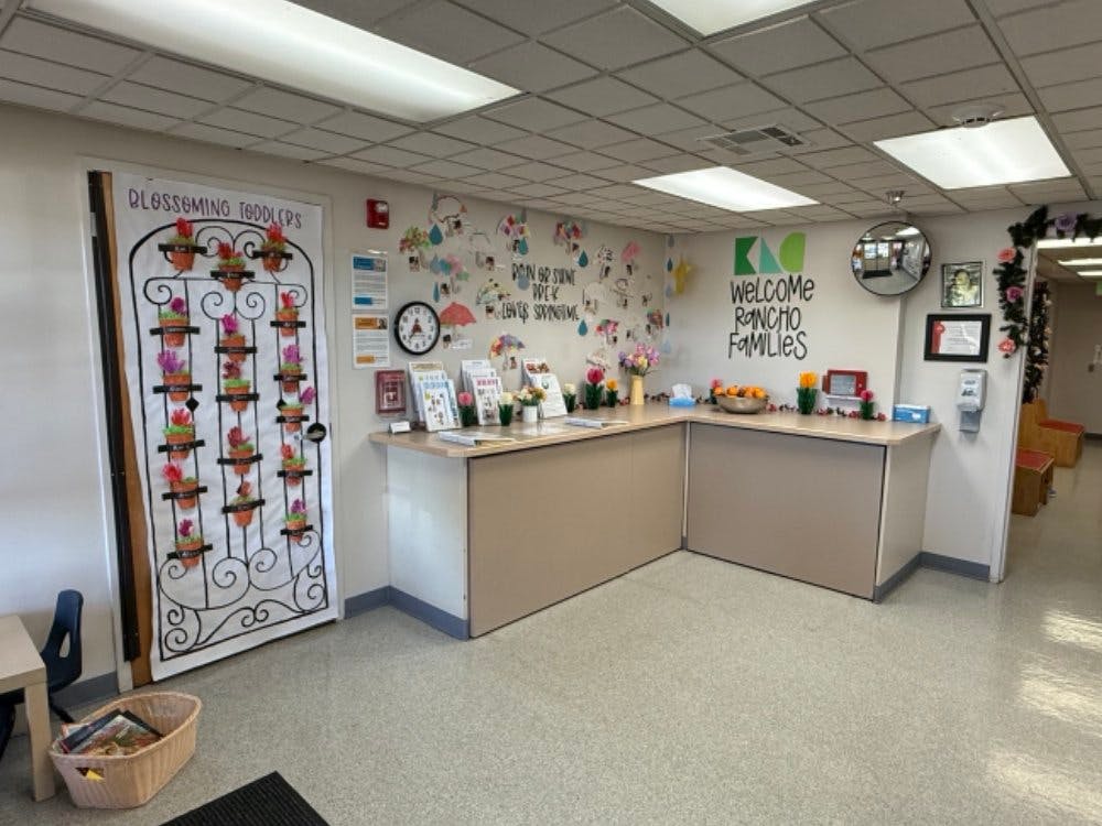 Reception desk in a childcare center with 