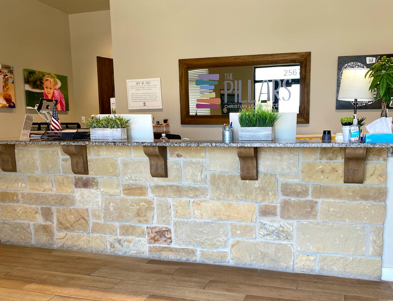 Reception desk of The Pillars Christian Learning Center
