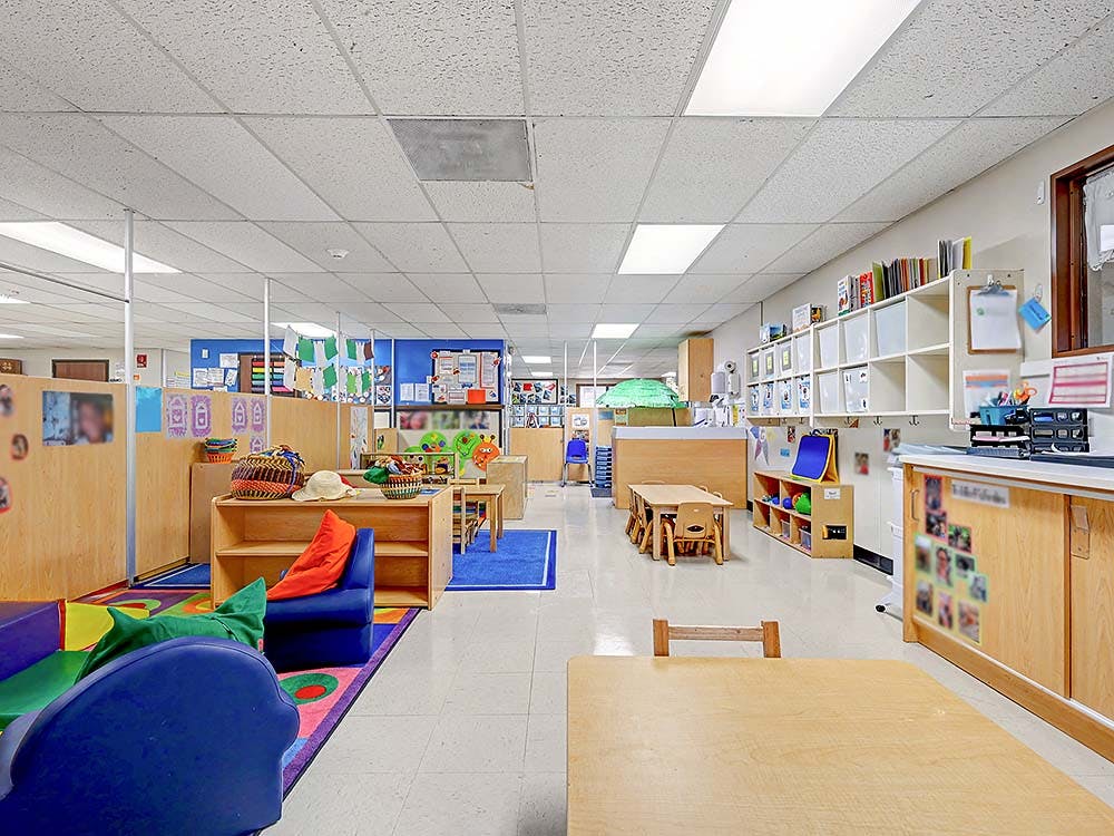 Empty colorful playroom in a preschool