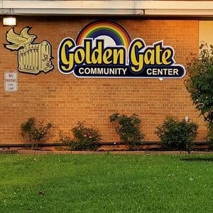 Golden Gate Community Center sign on a brick building