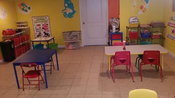 Classroom with small tables and chairs