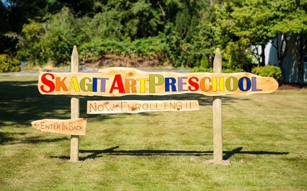 Wooden sign for Skagit Art Preschool