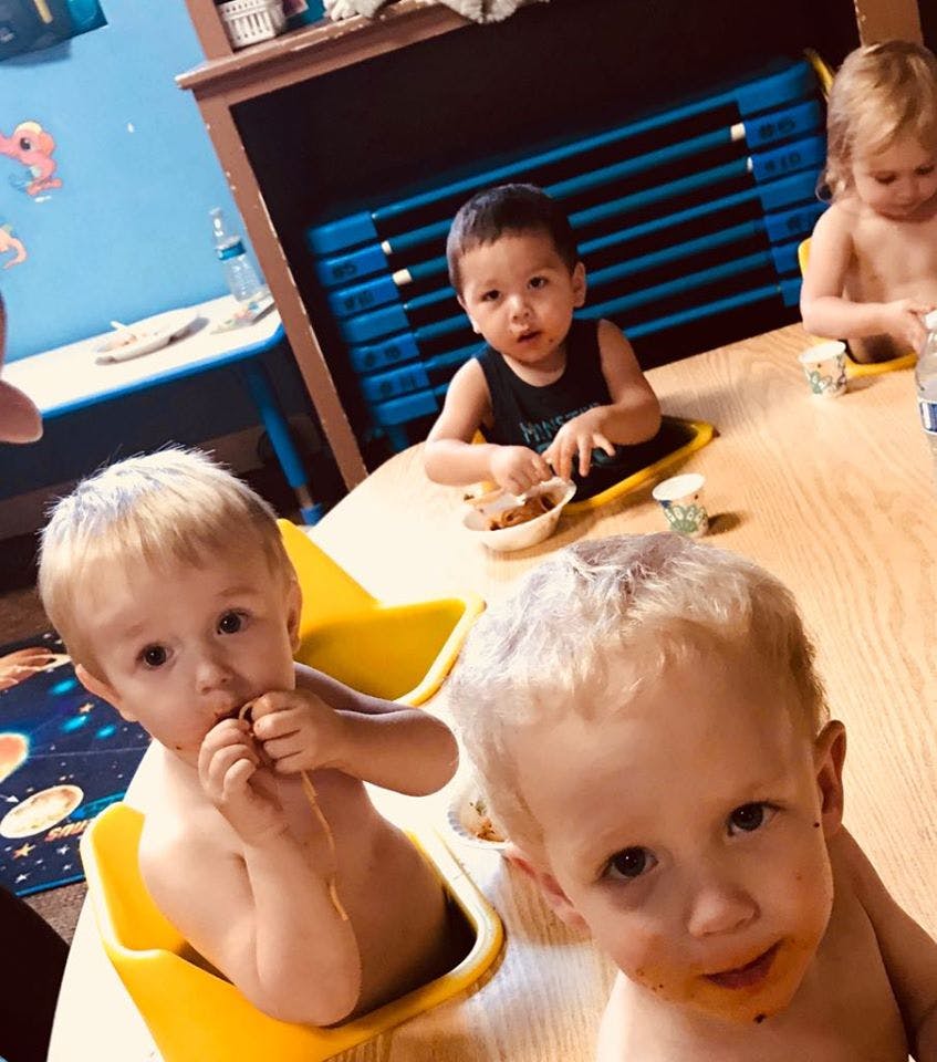 Children eating at a table