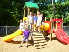 Children on a playground structure