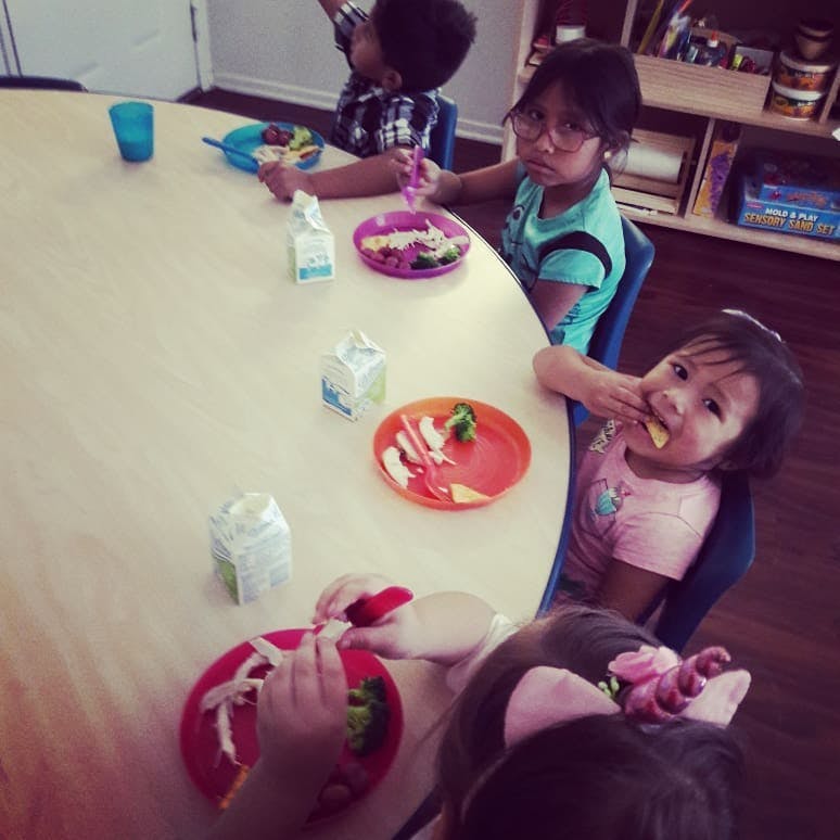 Children eating at a table