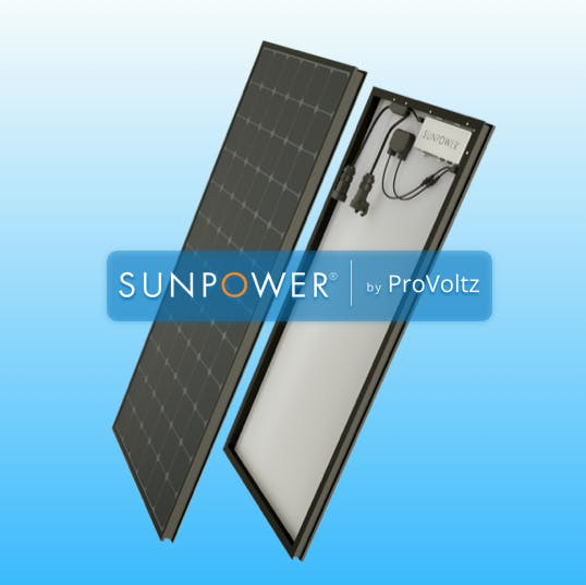 Two solar panels, one showing the front and one showing the back wiring