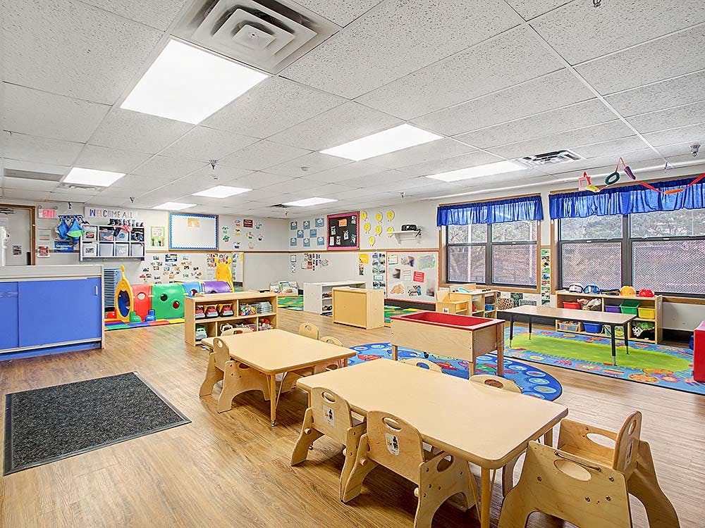 A colorful empty daycare or preschool classroom