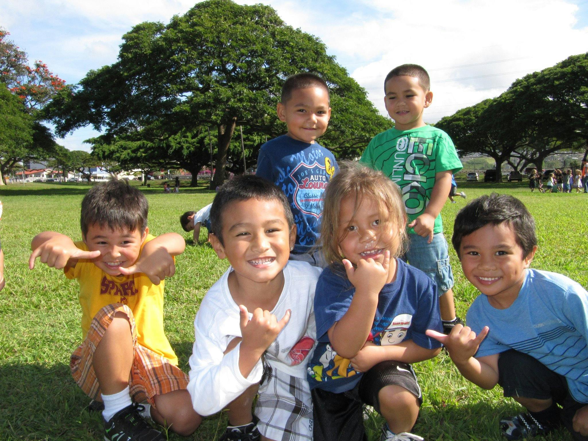 Group of children posing outdoors
