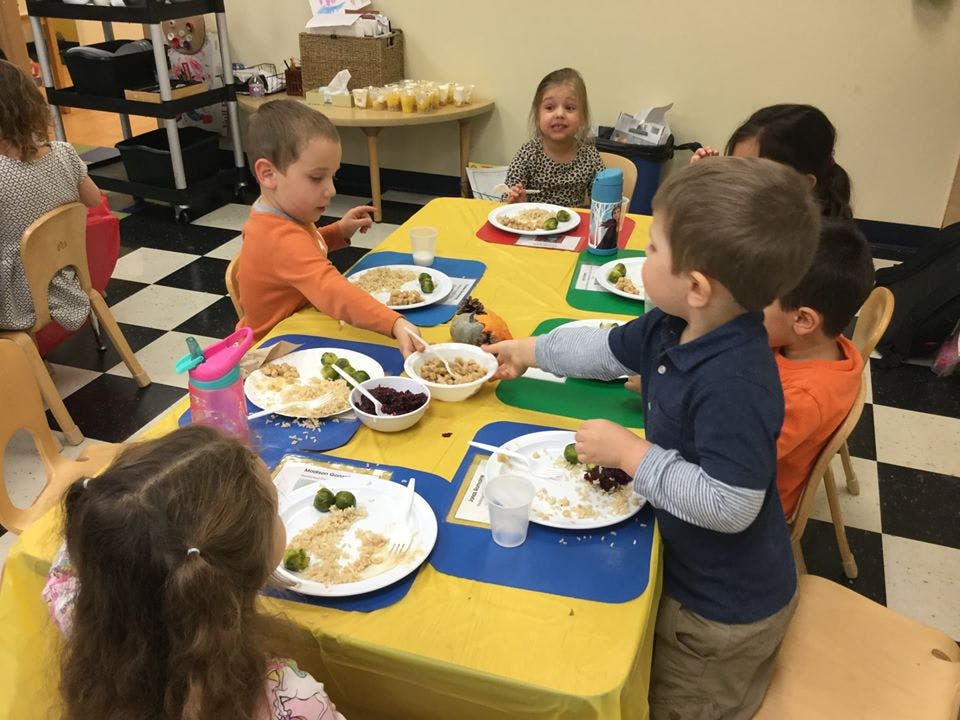 Children eating at a table