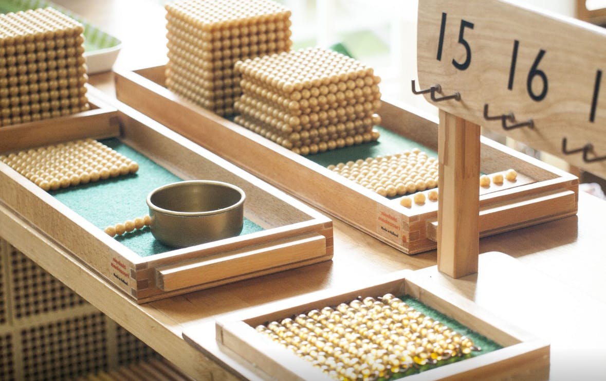 Montessori golden beads material for math education