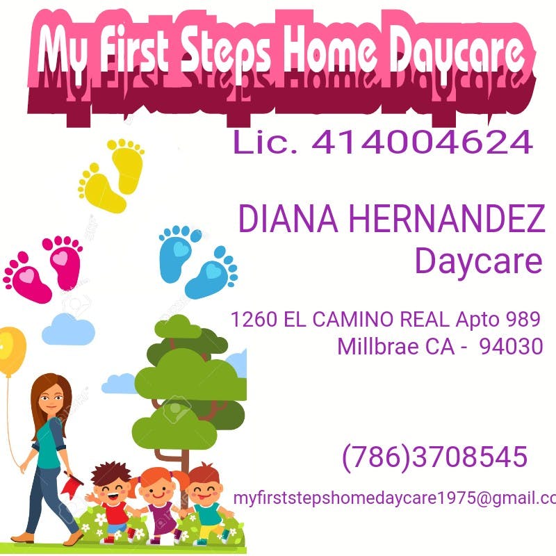 My First Steps Home Daycare text with a person and children