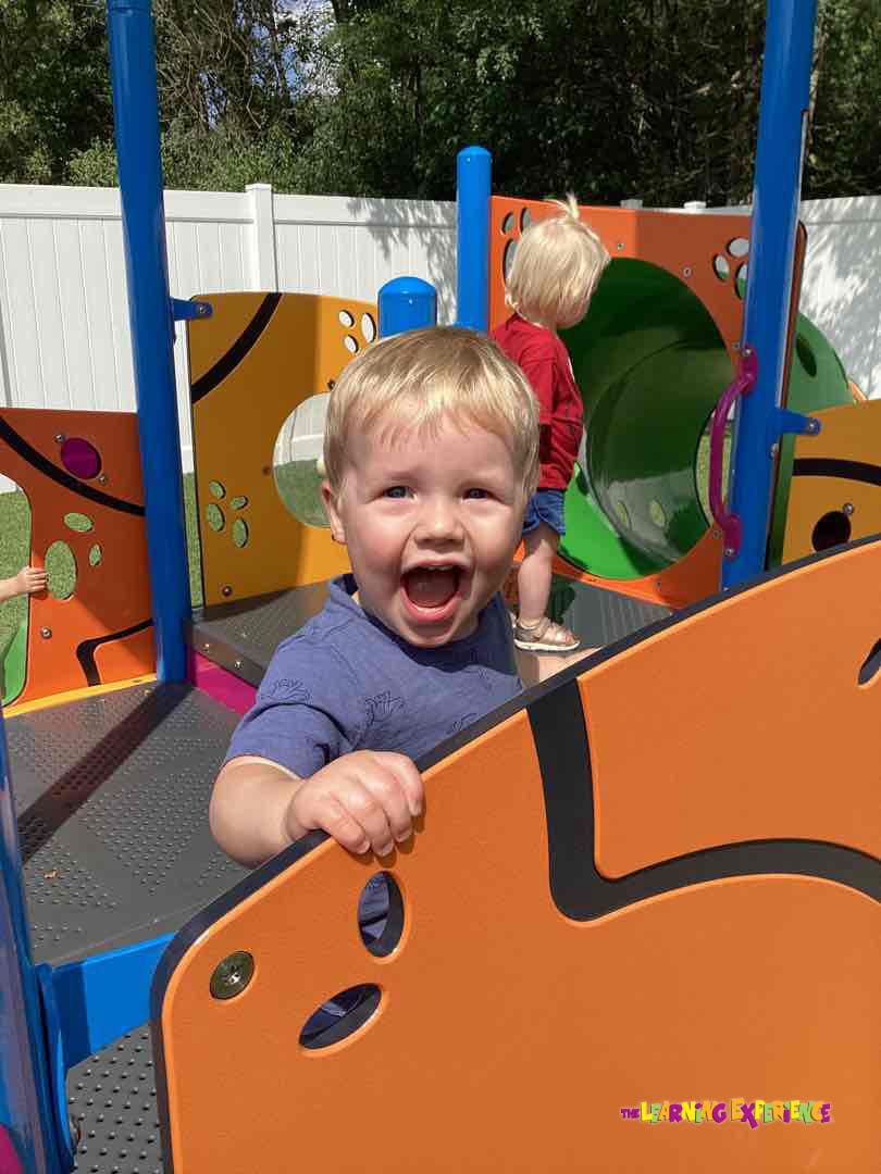 Child on a playground structure