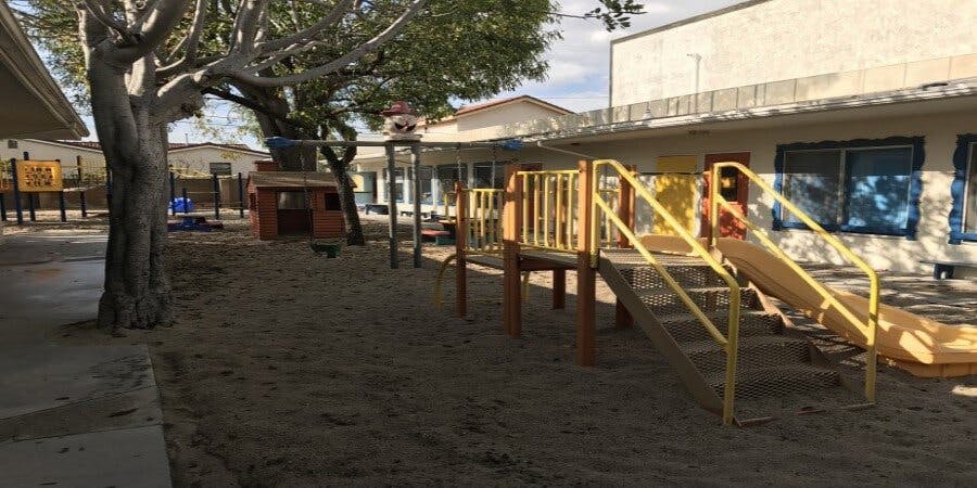 Playground with a slide and sand