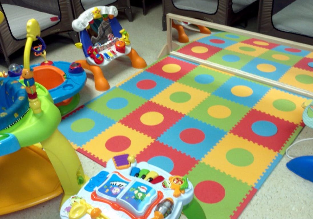 Colorful playmat with baby toys