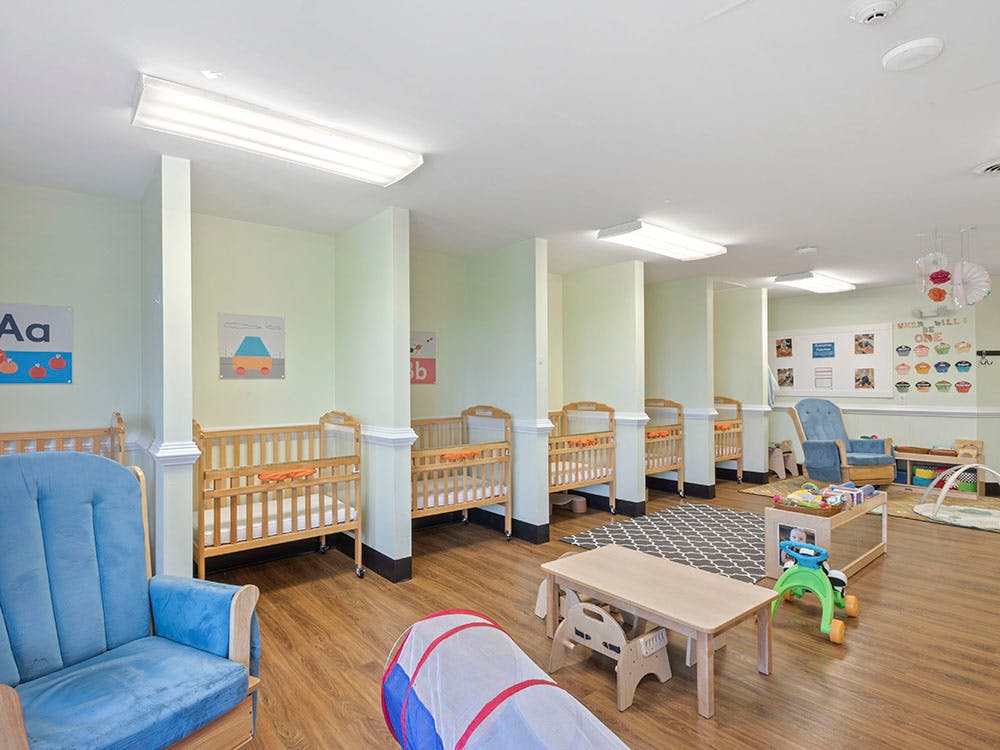 cribs in a classroom or daycare
