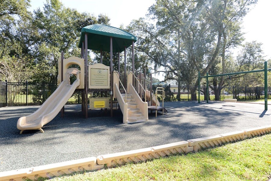 Playground with slides and stairs